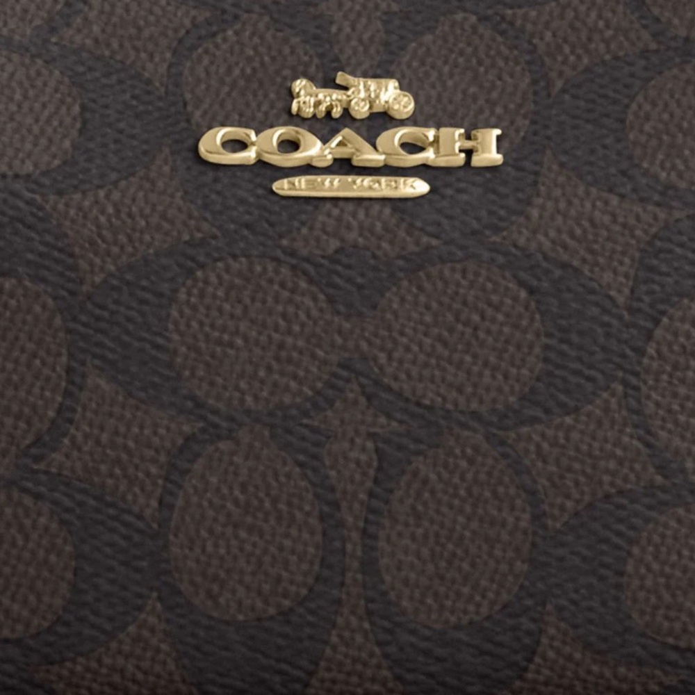 Coach Signature Canvas Gold/Walnut/Black Mini Teri Shoulder Bag - Picture 5 of 14